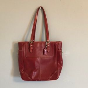 Red Coach leather bag